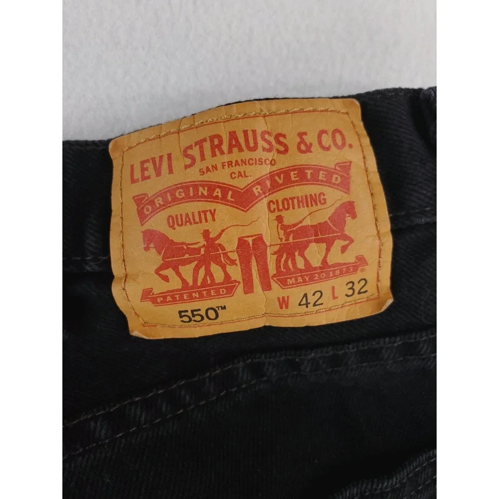 Levis Jeans Mens 40x30* Black 550 Relaxed Tapered Baggy Grunge Hip Hop Work Pant